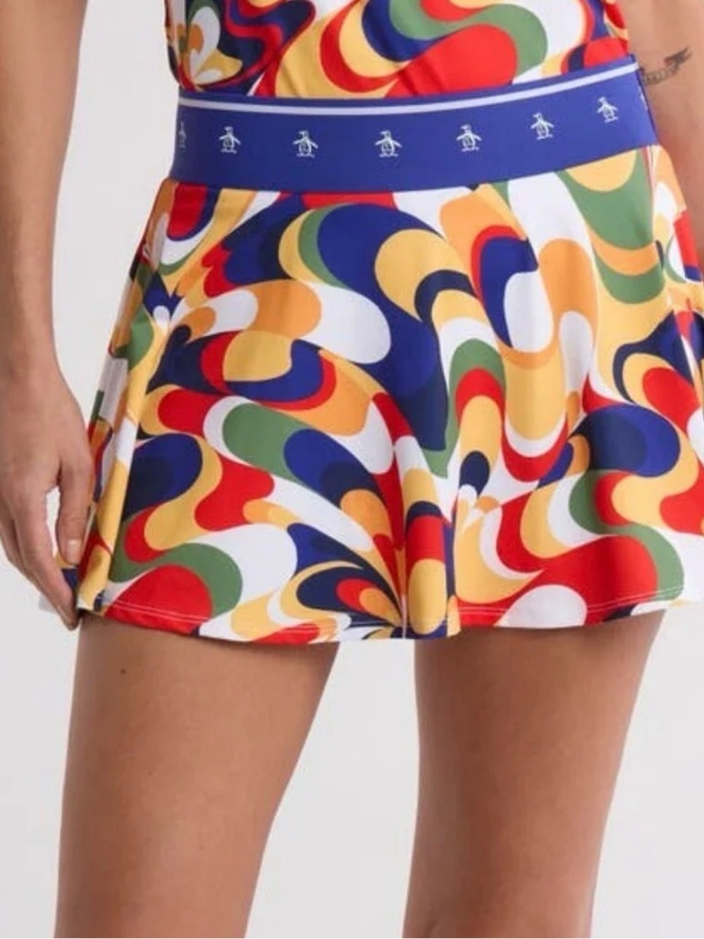 Original Penguin Bluing Retro Swirl Tennis Golf Skort Womens Small Blue Red